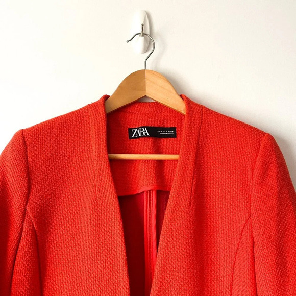 Zara Rhinestone  Jewel Button Blazer & Skirt Set Orange Size Medium Blogger Fav - Picture 9 of 16